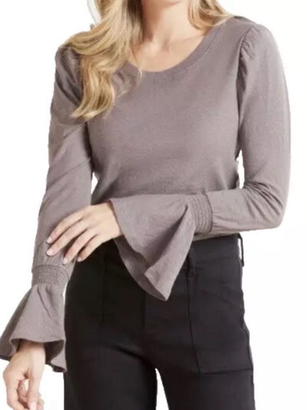 Nation Ltd Penny Flounce Cuff Puff Sleeve Pima Cotton Preppy Luxury Basics Tee S